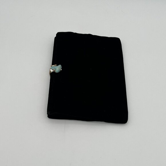 Vintage Koret Black Velvet Clutch W/ Turquoise Stone Clasp & Matching Coin Pouch - Picture 3 of 6